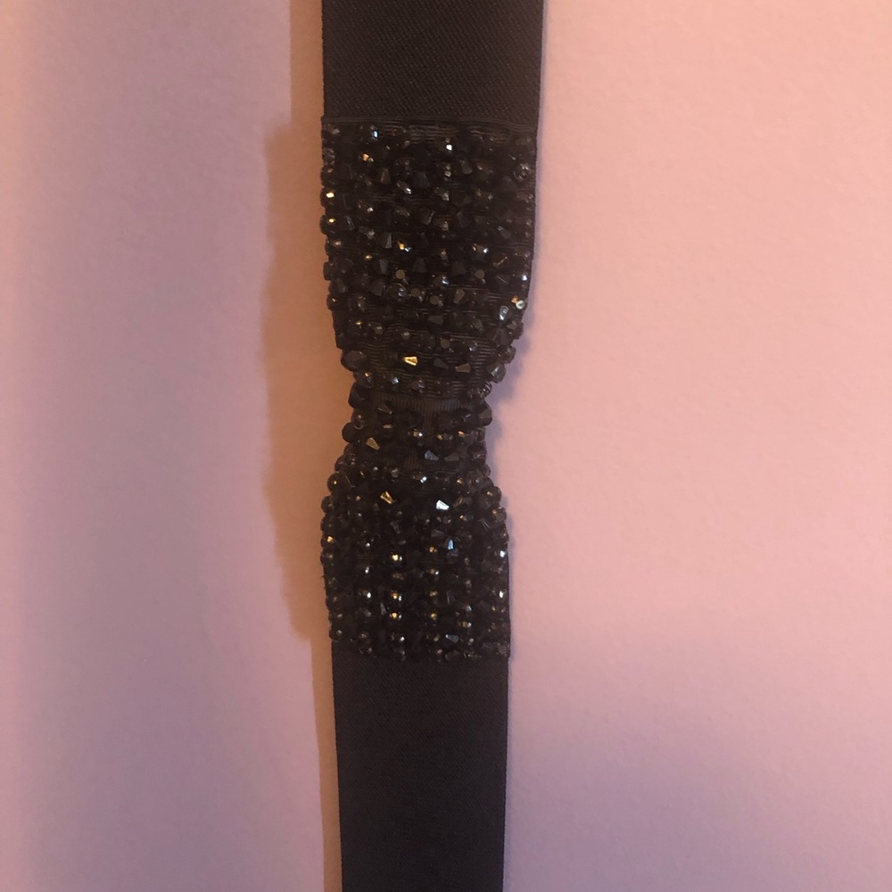 Elegant Black Beaded BCBG Max Azria Bow Belt size XS (2-4)